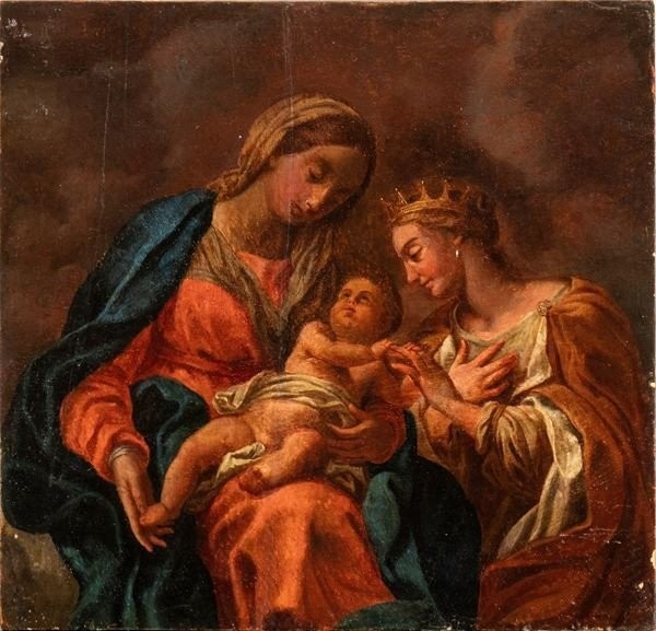The Mystical Marriage Of Saint Catherine, Italian Painting, 17th Century 