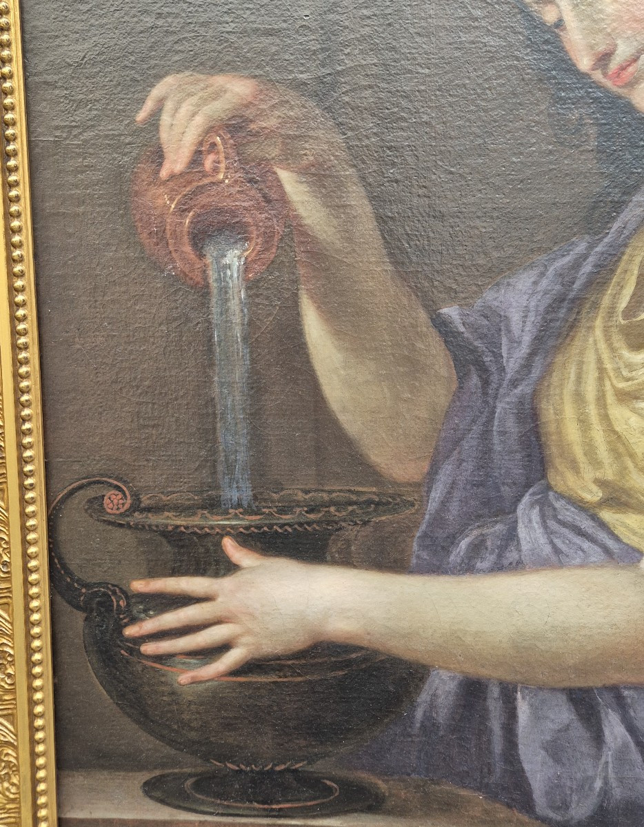 hébé, Tableau par T. Conca Rome Italie XVIIIe Siècle -photo-3