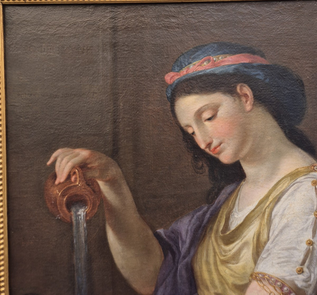 hébé, Tableau par T. Conca Rome Italie XVIIIe Siècle -photo-4