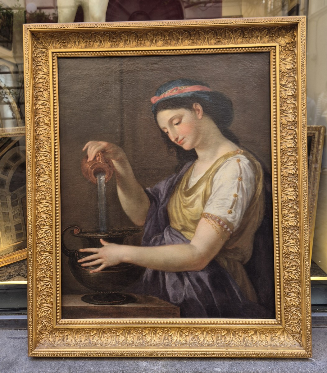 hébé, Tableau par T. Conca Rome Italie XVIIIe Siècle 