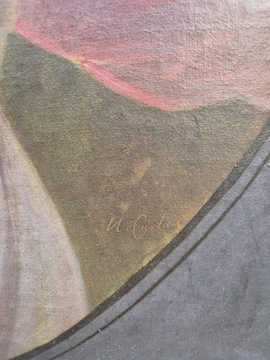 flore, tableau, par N. Carta , Italie XIXe Siècle -photo-2