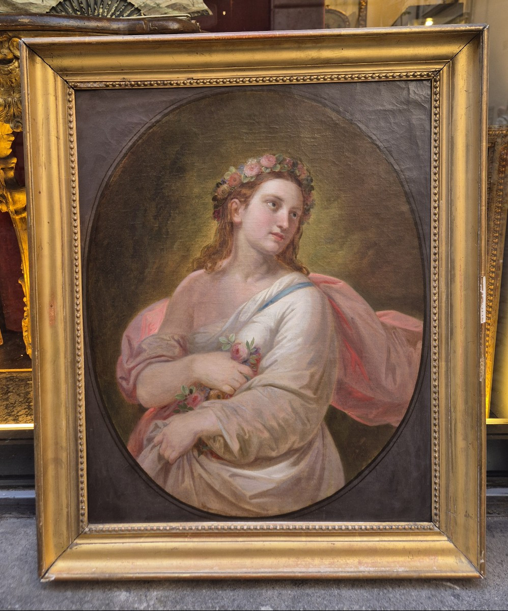 flore, tableau, par N. Carta , Italie XIXe Siècle 
