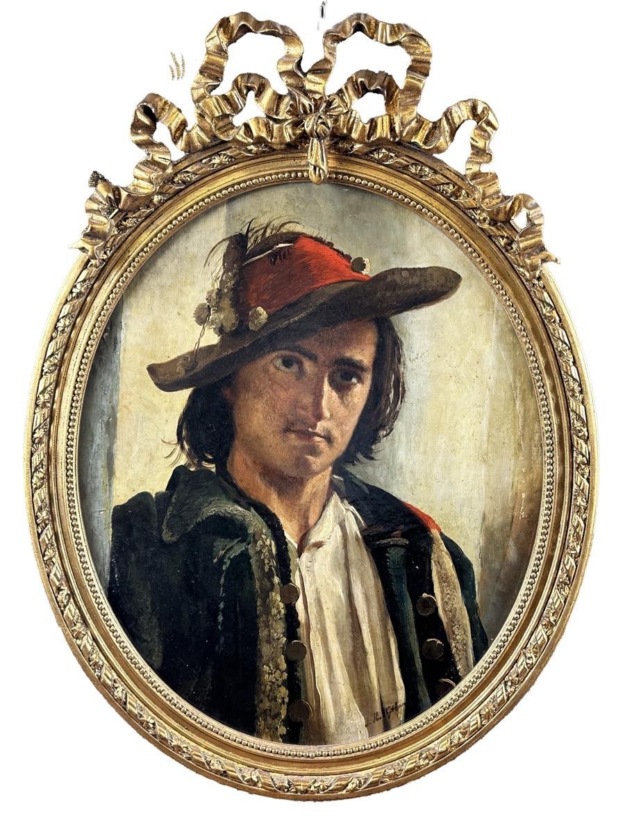 Portrait Of A Young Man, Painting, Rome, 19th Century, Grand Tour
