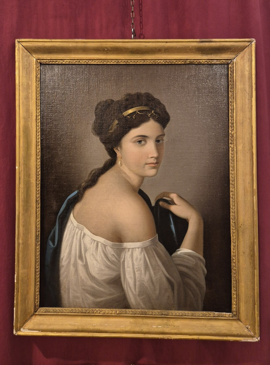 portrait d'une femme de dos, Tableau , Ecole milanaise, Italie XIXème Siècle -photo-1