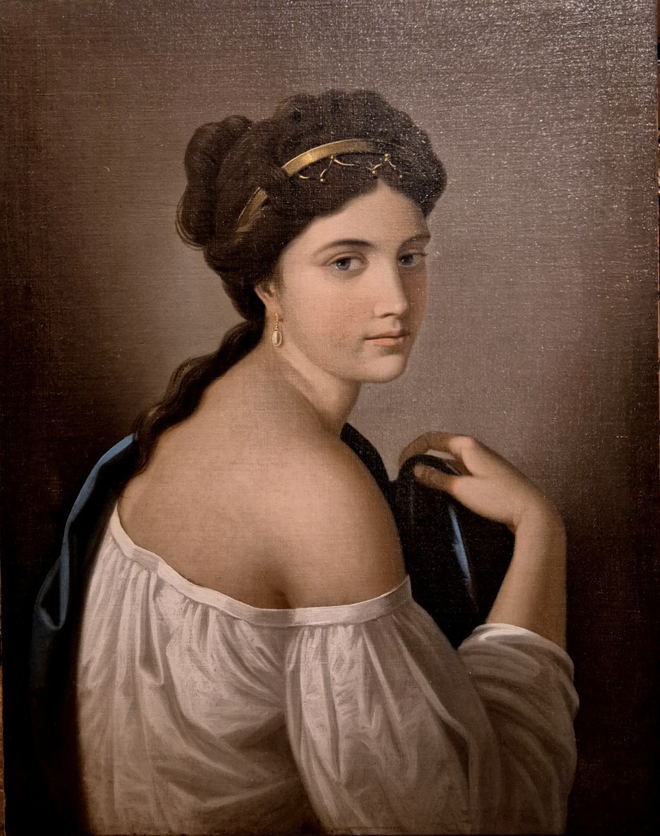 portrait d'une femme de dos, Tableau , Ecole milanaise, Italie XIXème Siècle 