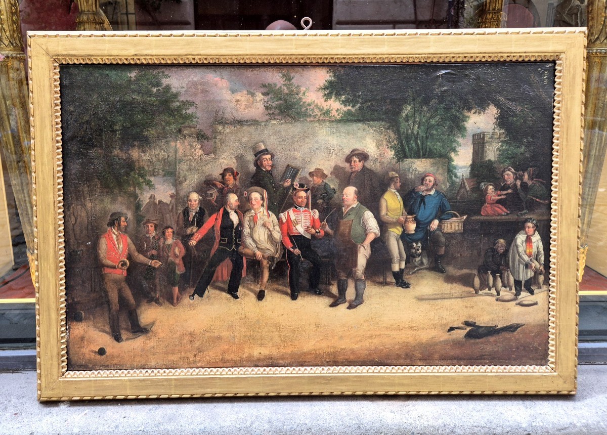 Skittles, Italian Painting (?) 19th Century -photo-3