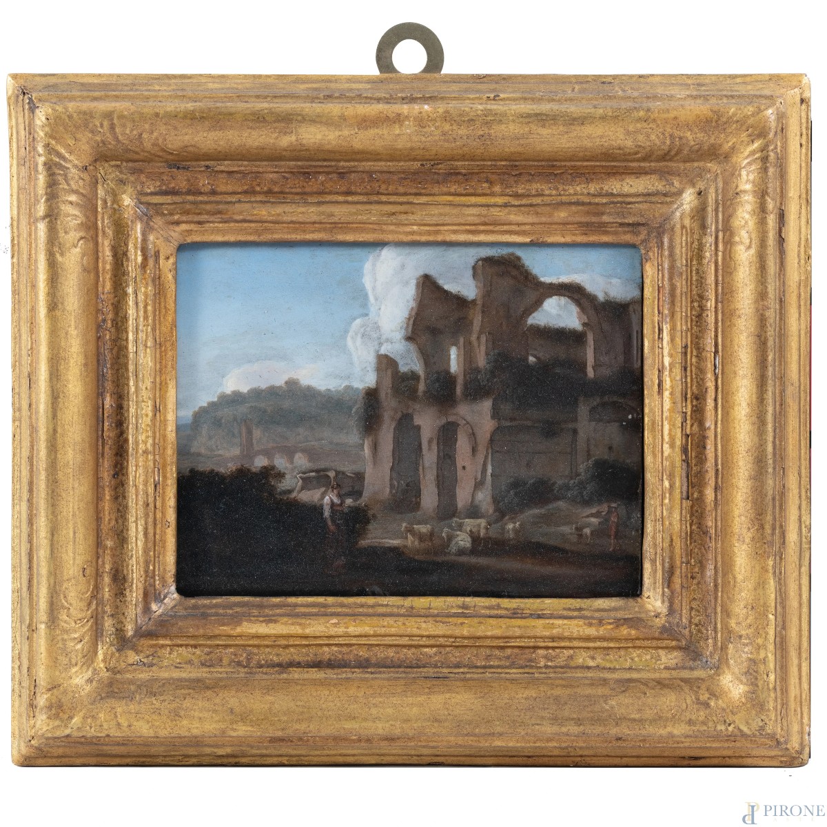 paire de paysages avec des ruines, Tableaux Italie Rome XVIIe  Siècle Grand Tour-photo-2