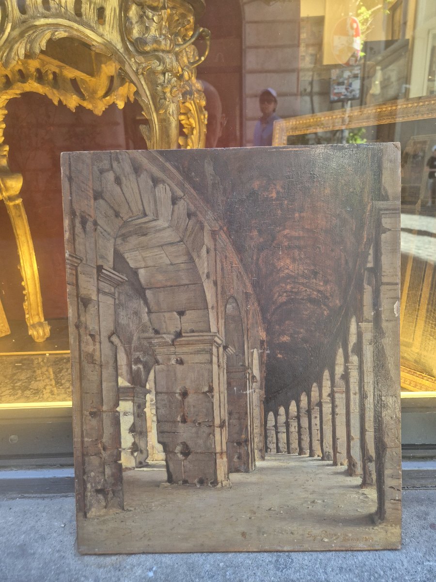 The Colosseum's Underground Chambers, Painting, 19th-century Grand Tour-photo-4