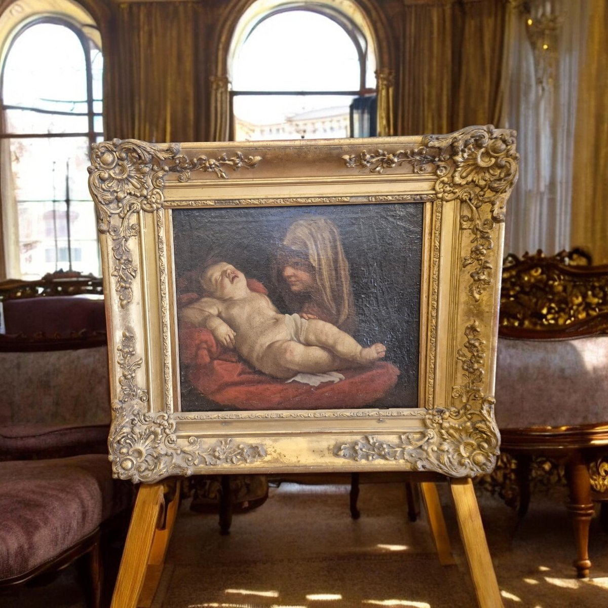 Madonna And Child Asleep, 17th-century Italian Painting -photo-2