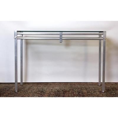 Pair Of Side Tables In Aluminum And Steel. France, 1930s -photo-3