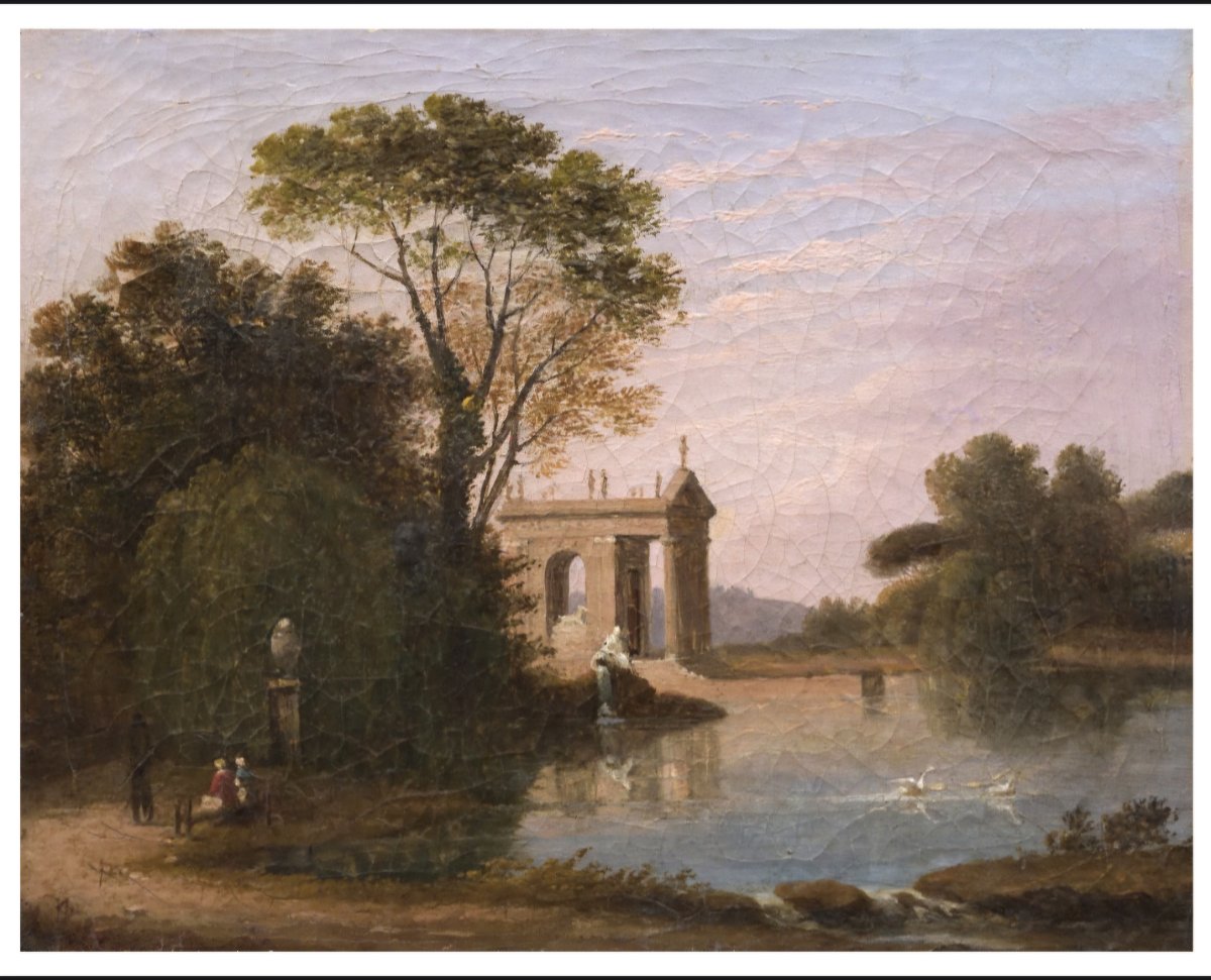 Pair Of Landscapes Depicting Villa Borghese And The Pincio; 19th-century Italian Grand Tour Paintings-photo-3
