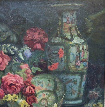 nature morte avec porcelaine Imari, Tableau France XXème Siècle -photo-4