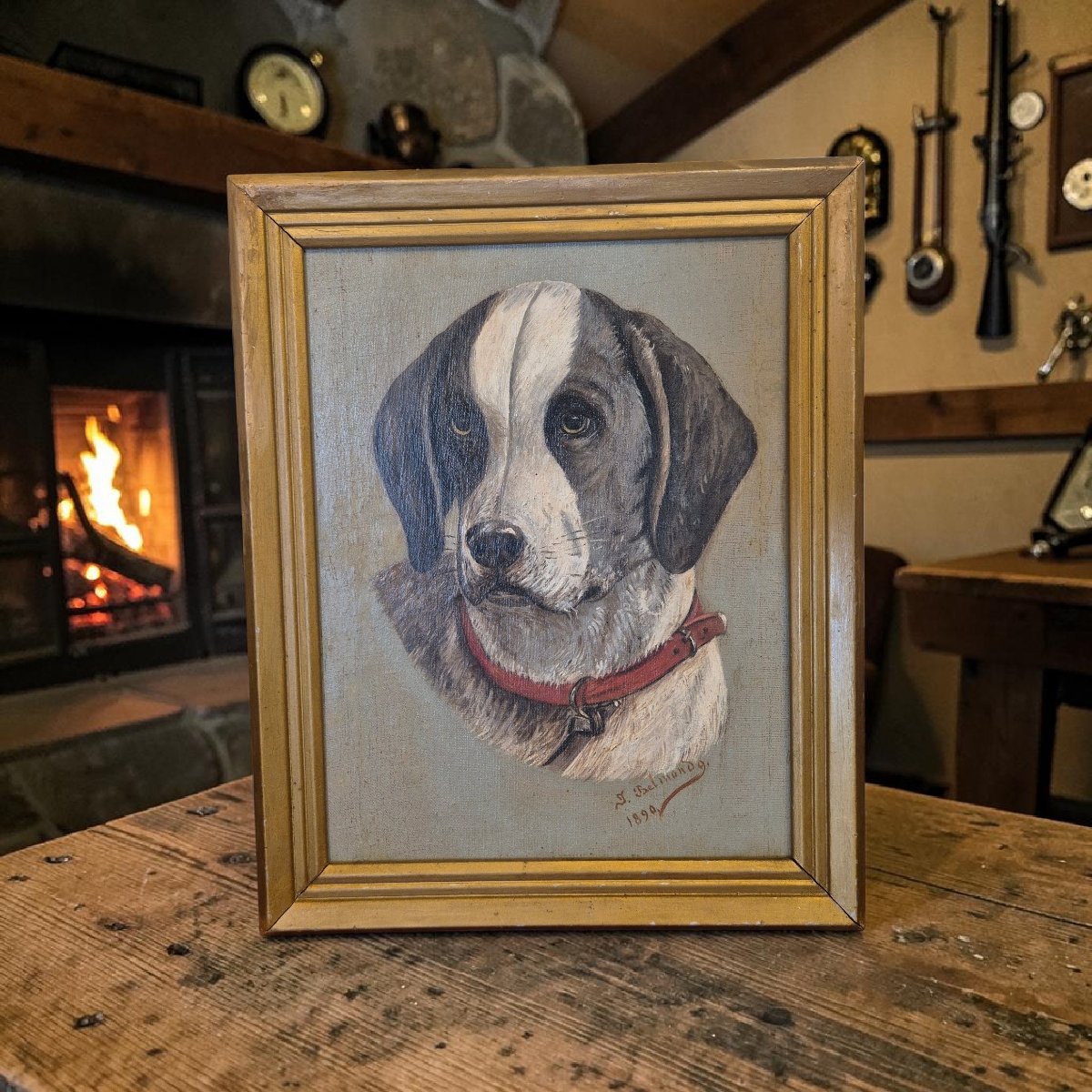 portrait de chien, Tableau, Italie XlXe siècle -photo-2