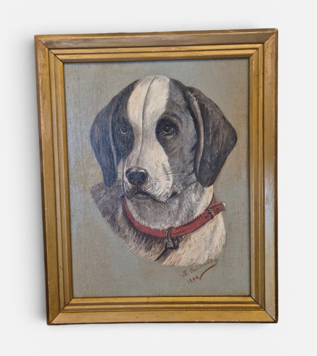 portrait de chien, Tableau, Italie XlXe siècle 