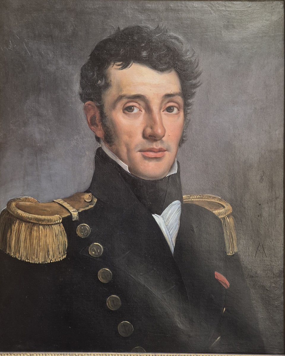 portrait d'un officier, Tableau par P.  Pizzala, Italie XIXe  Siècle -photo-2