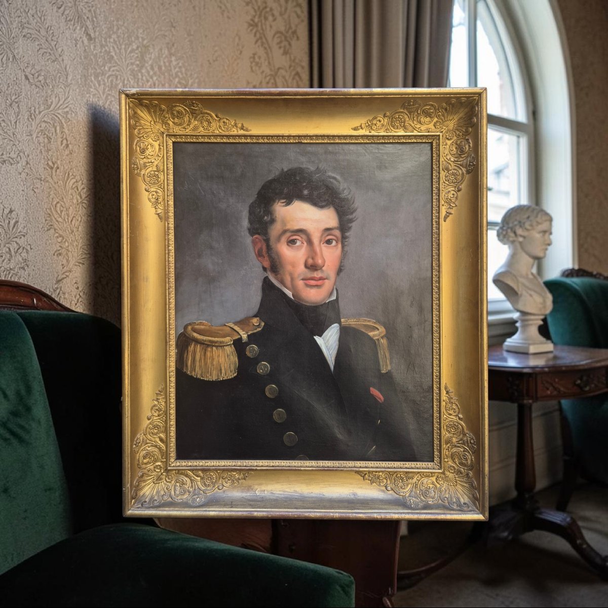 portrait d'un officier, Tableau par P.  Pizzala, Italie XIXe  Siècle -photo-3