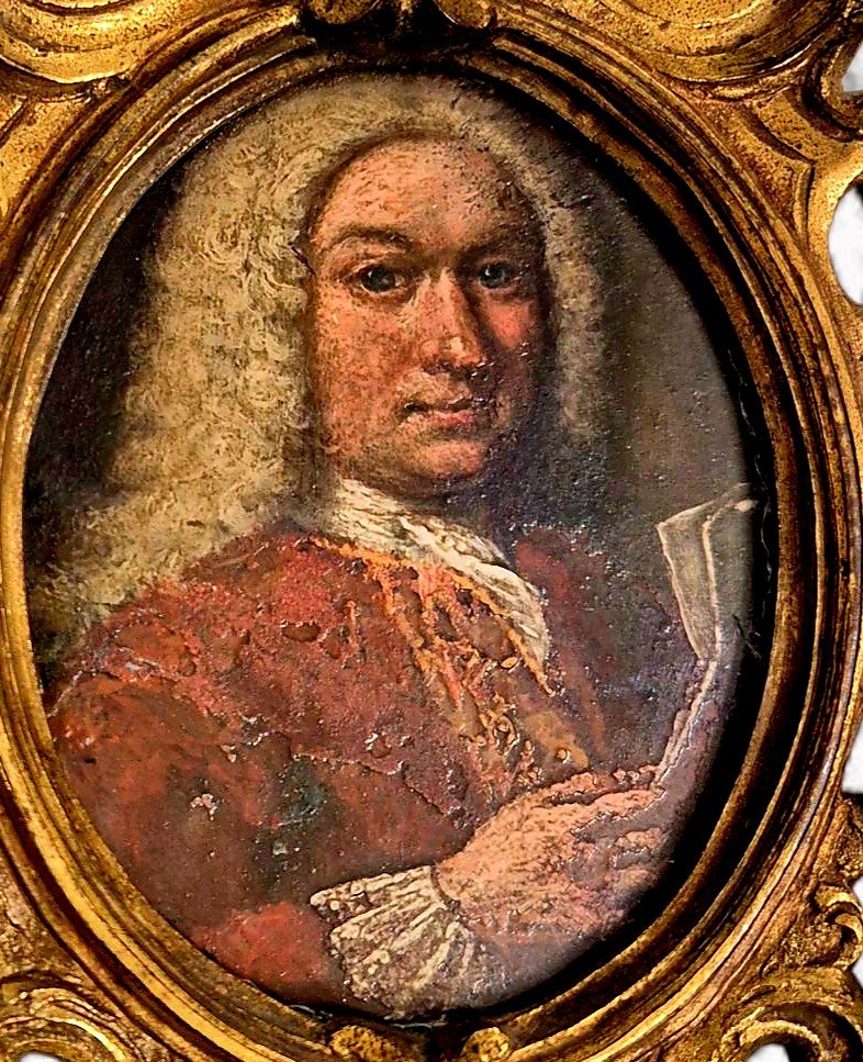Portrait Of A Man With A Letter Or Sheet Music, Oil Painting, Italy, 18th Century-photo-2