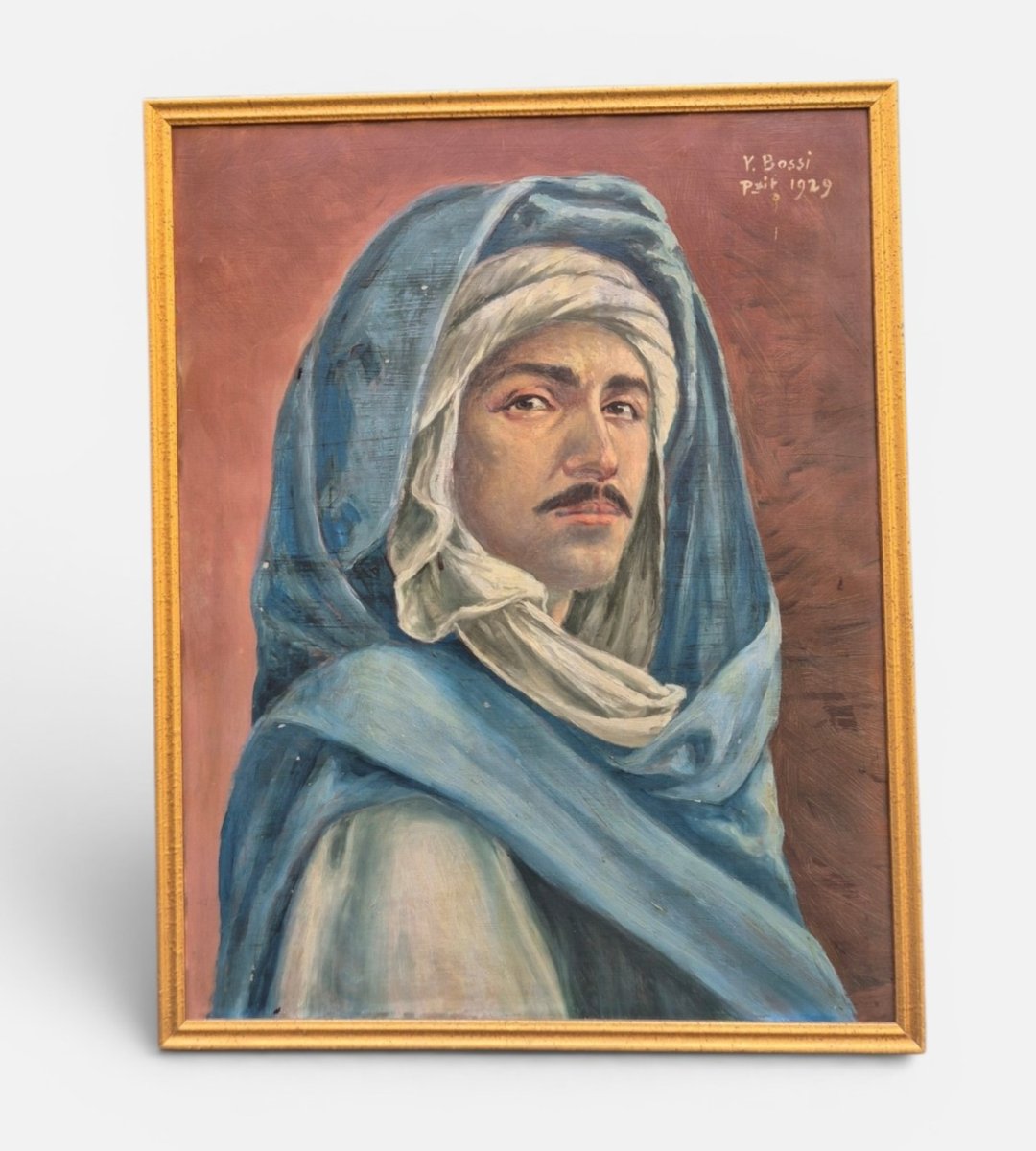 portrait d'un jeune Algérien, tableau Italie debut XXe Siècle 