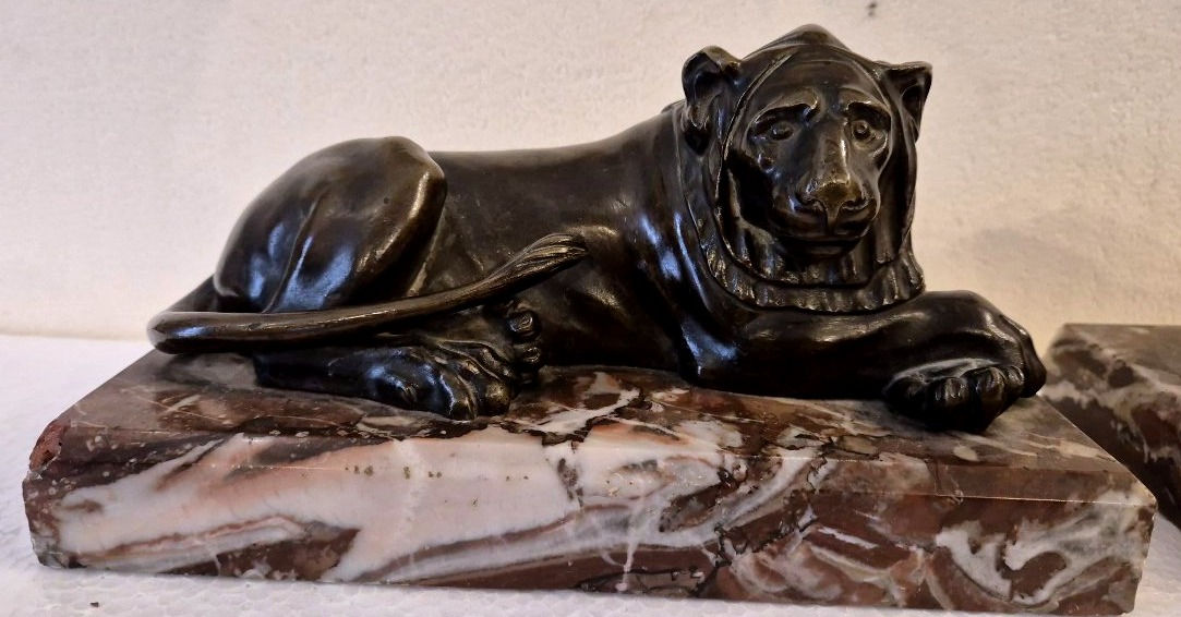 Paire des lions en bronze Grand Tour Thomas Hope Giuseppe Valadier XIXéme siécle-photo-2