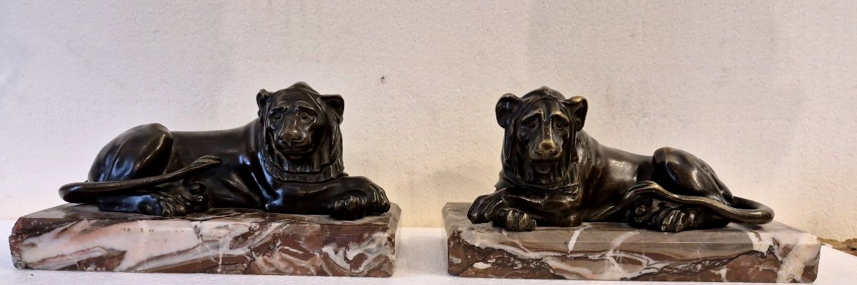 Paire des lions en bronze Grand Tour Thomas Hope Giuseppe Valadier XIXéme siécle