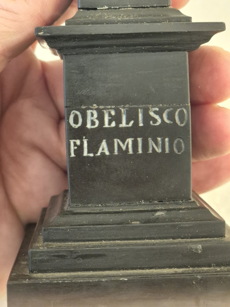 Black Marble Obelisk From The Grand Tour Of Rome, 19th Century-photo-3
