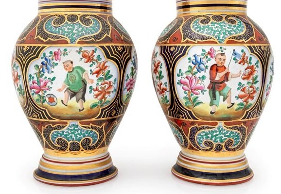 Chinoiserie Vases, Baieux Porcelain, France, 19th Century -photo-3