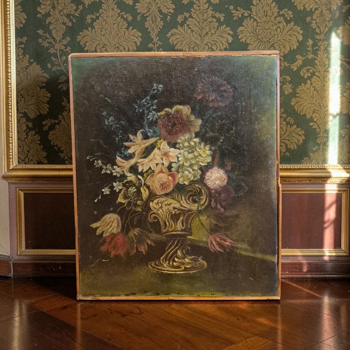 Nature Morte Avec Vase De Fleurs, Tableau , Italie XVIIIème Siècle -photo-2