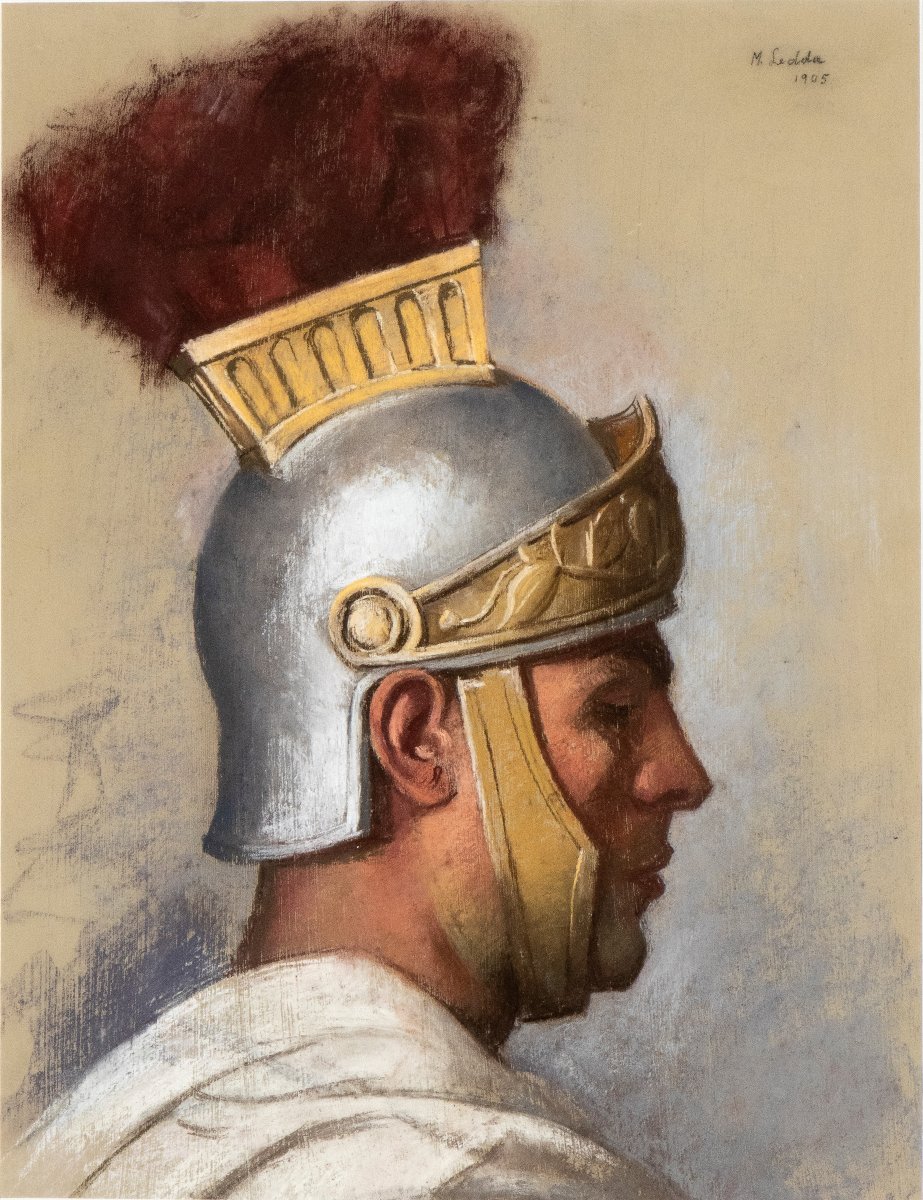 tête de centurion, Tableau , par M. ledda Italie debut XXème Siècle artnouveau -photo-2