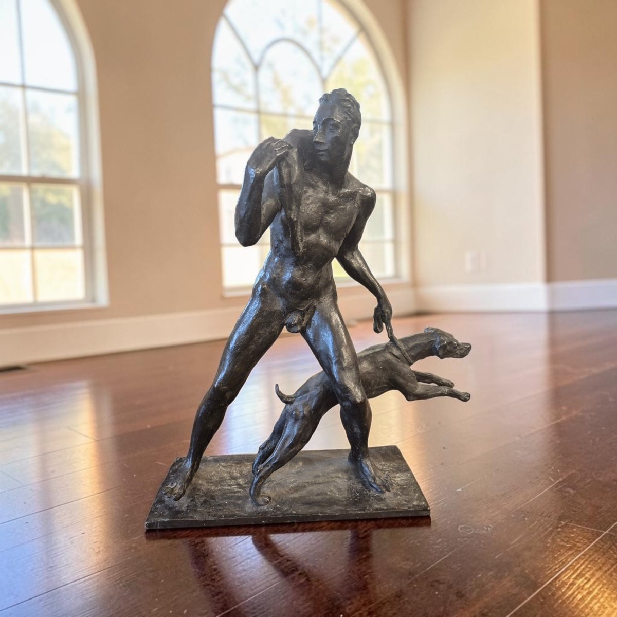 la chasse, Sculpture  en bronze par A. Vannetti , Italie XXe Siècle -photo-3
