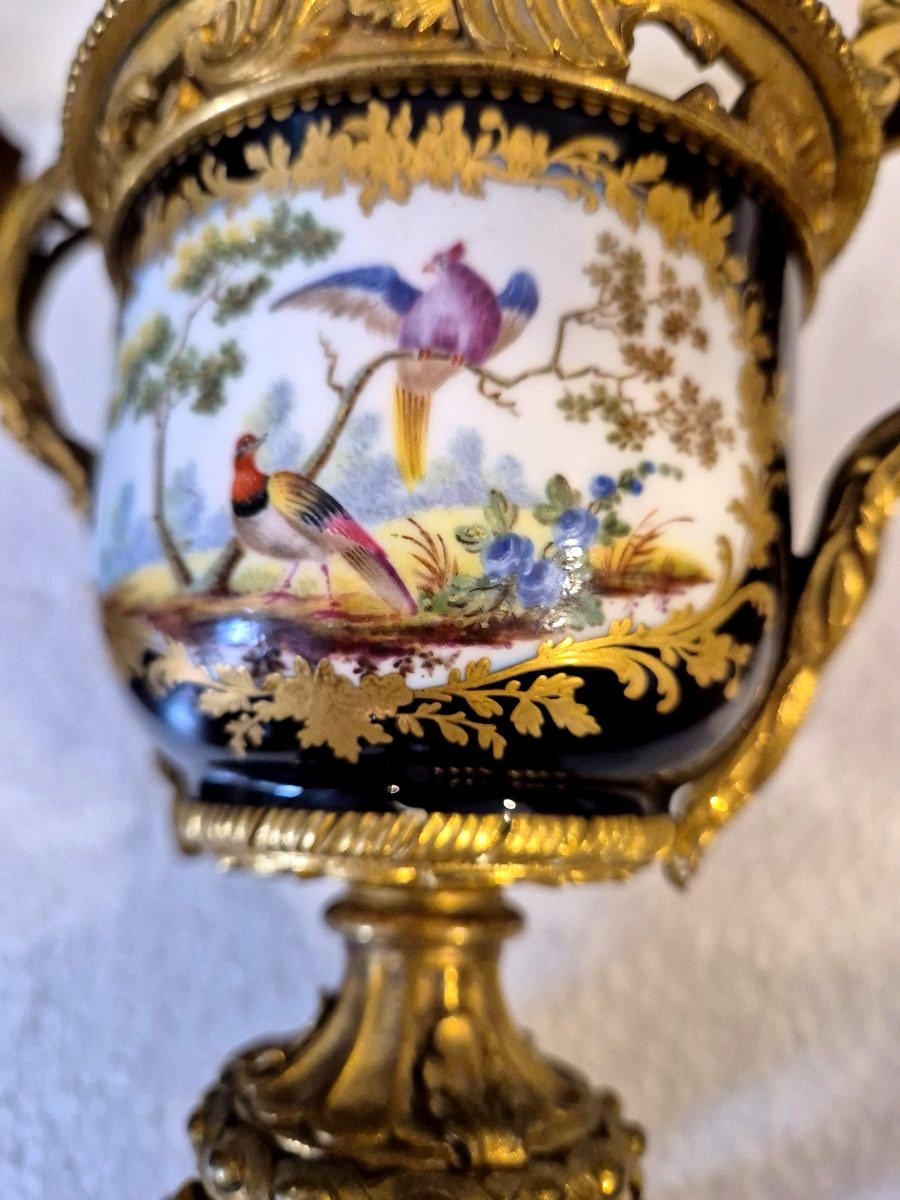 Potiche en porcelaine du type Sevres monture en ormolu XIX siécle-photo-2