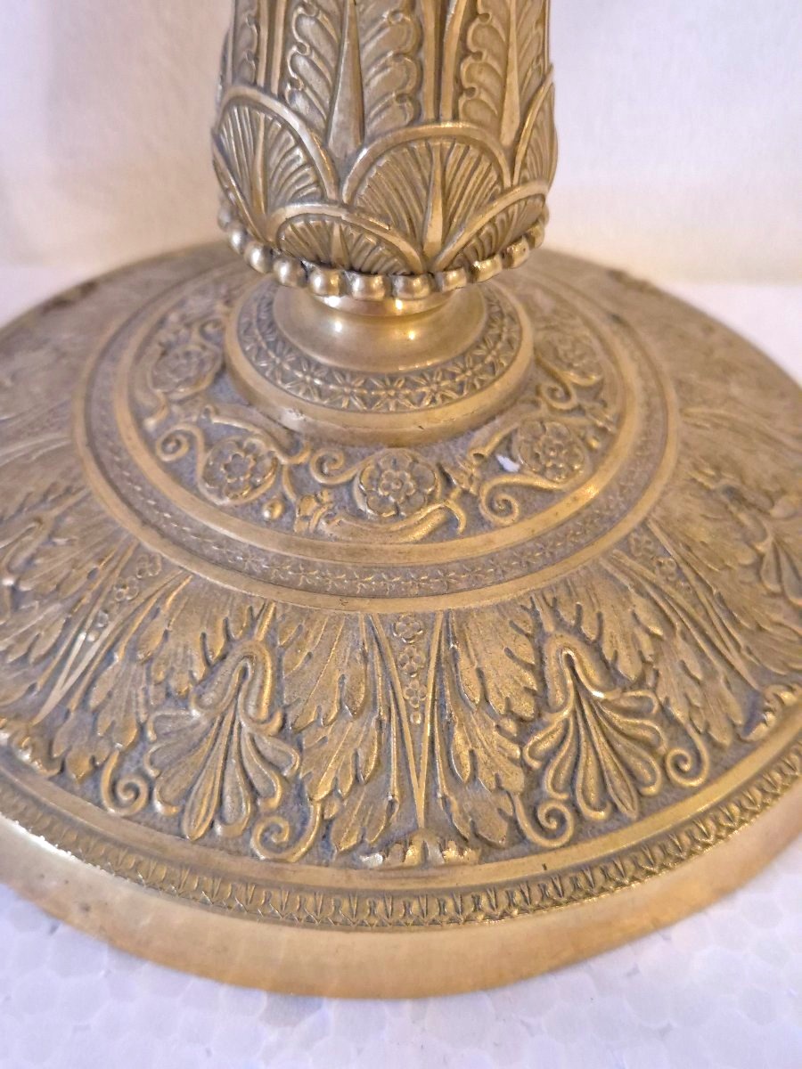 Paire des bougeoirs en bronze doré Charles X -photo-1
