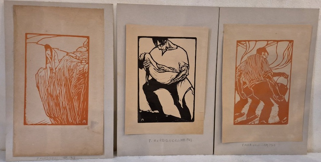 Trois gravures sur bois Publio Morbiducci XXéme siécle