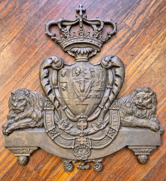 19th-century Bronze Coat Of Arms Of The House Of Savoy, Umberto I