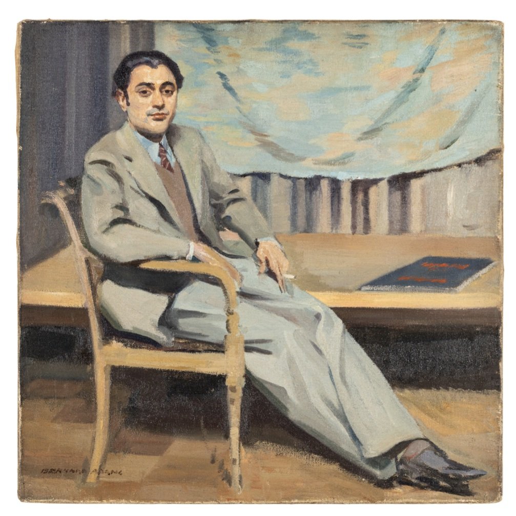 portrait d'un homme assis, tableau , italie debut Xxe Siecle 