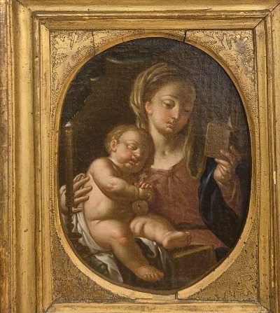 Madonna Reading With The Child, Painting, Roma XVIIIth  Century-photo-2