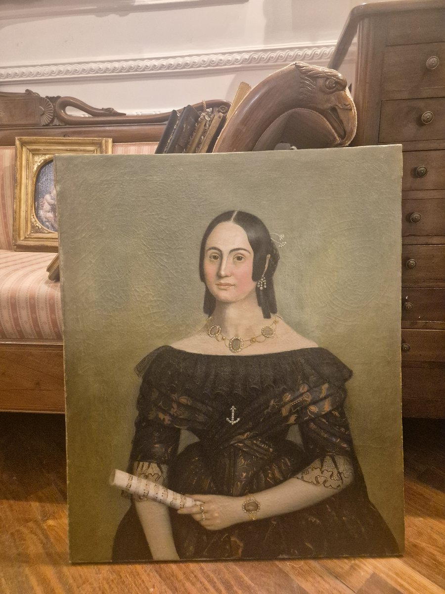 Portrait Of A Singer, 19th-century Italian Painting -photo-2