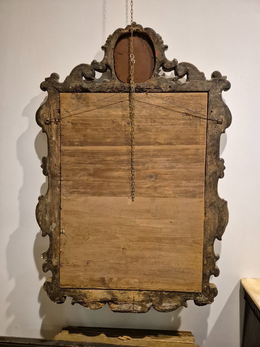 Miroir, Bois Argenté Italie XVIIIème Siècle -photo-4