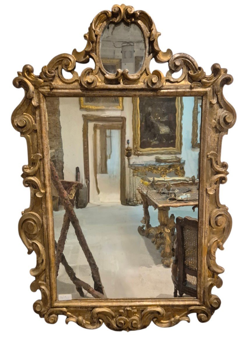 Miroir, Bois Argenté Italie XVIIIème Siècle 
