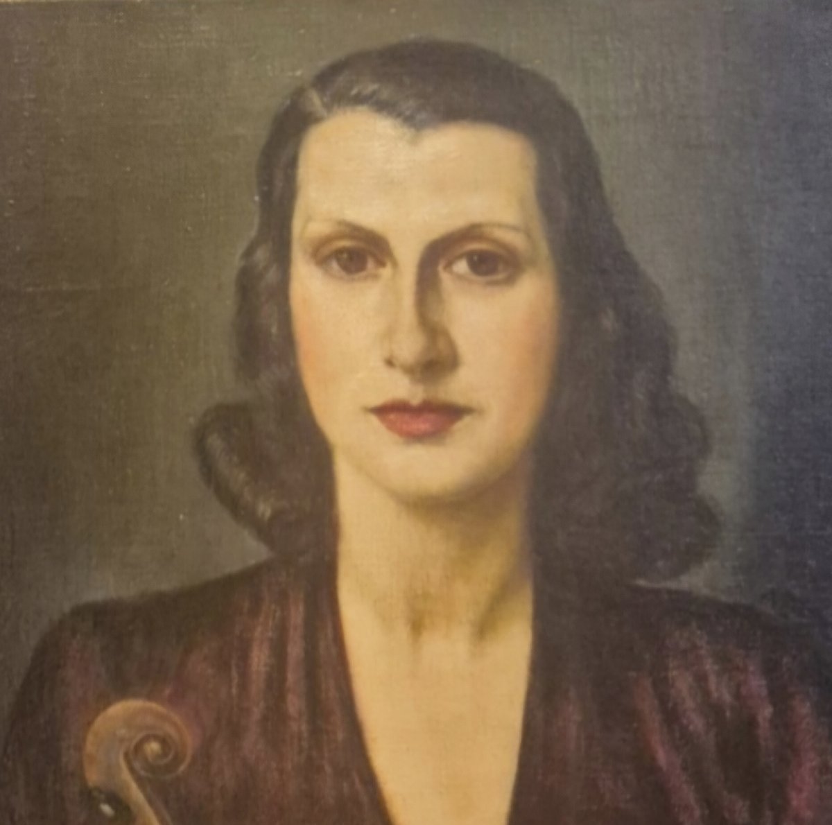   portrait d'une femme avec un violon, tableau, 1930 ca -photo-3