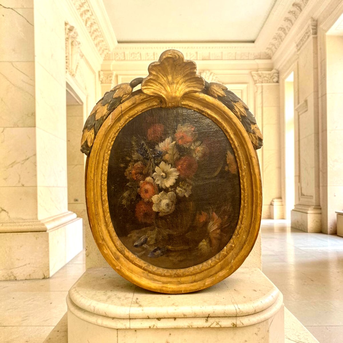 Vase With Flowers, 18th-century Roman Painting-photo-2