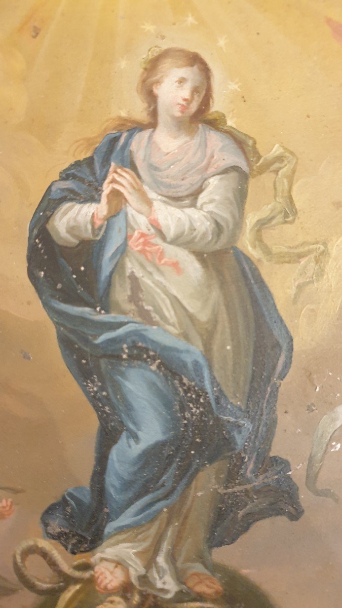 Ecole Napolitaine Vierge Avec Anges Fin XVIIIéme Siécle-photo-4