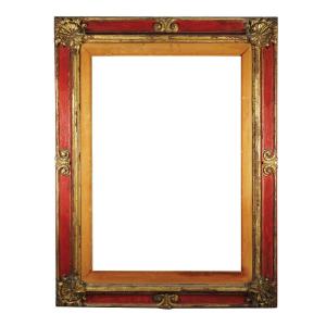 Large Frame Laqued And Gilden Wood, Italy XVIIth Century