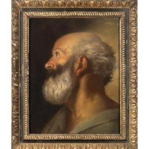 Portrait Of A Philosopher Or Saint, Pastel On Paper, Rome Italy XVIIIth Century