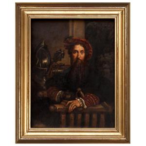 Portrait Of Galezzo Sanvitale, Painting Italy Naples XIXth Cent. Grand Tour After Parmigianino