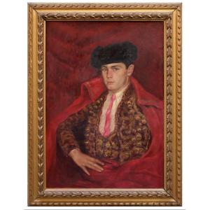 Portrait Of Bullfighter, Oil Painting On Plywood, By I.giannacini (1897-1968) Signed, Italy Ear
