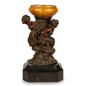 Les Trois Grâces, Sculpture En Bronze Par E. Simone Italie  Debut XXème Siècle 