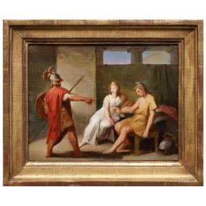 Hector In Front Of Paris And Helena, Painting Italy Beginning Of XIXth Century 