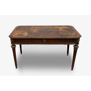 Louis XVI Style Desk, Wallnut And Bronze France 1800 Ca  XIXth Century