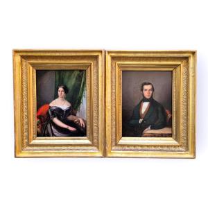 paire de portraits, tableaux . Italie debut XIXèeme Siècle 