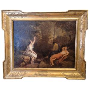 Nymphes Dans Les Bois, Tableau, Italie XIXème Siècle , Grand tour 